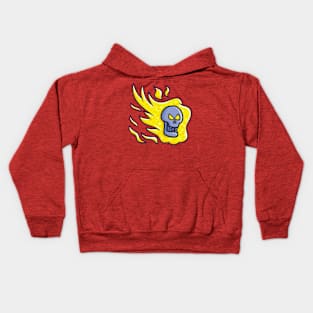 Yellow flame skull Kids Hoodie